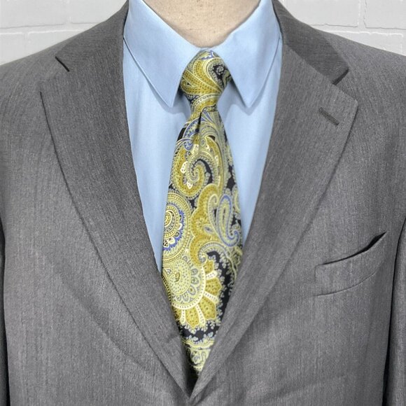 Hart Schaffner Marx Blazer Men 46 Gray Bespoke Gold Trumpeter Classic USA Jacket - Picture 2 of 16